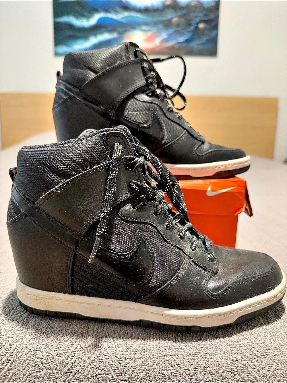 Nike Downshifter 9 High-Top Sneakers Black & White US 6